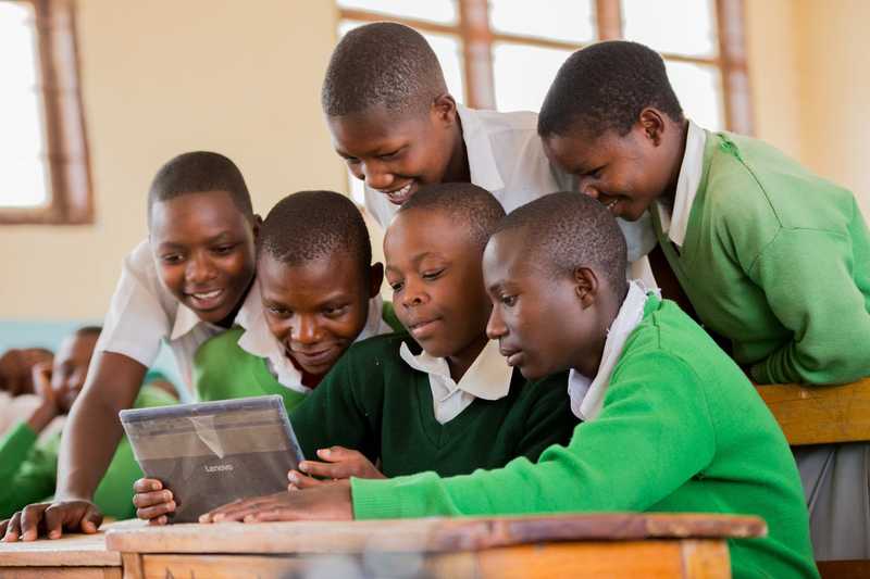 Children using a tablet